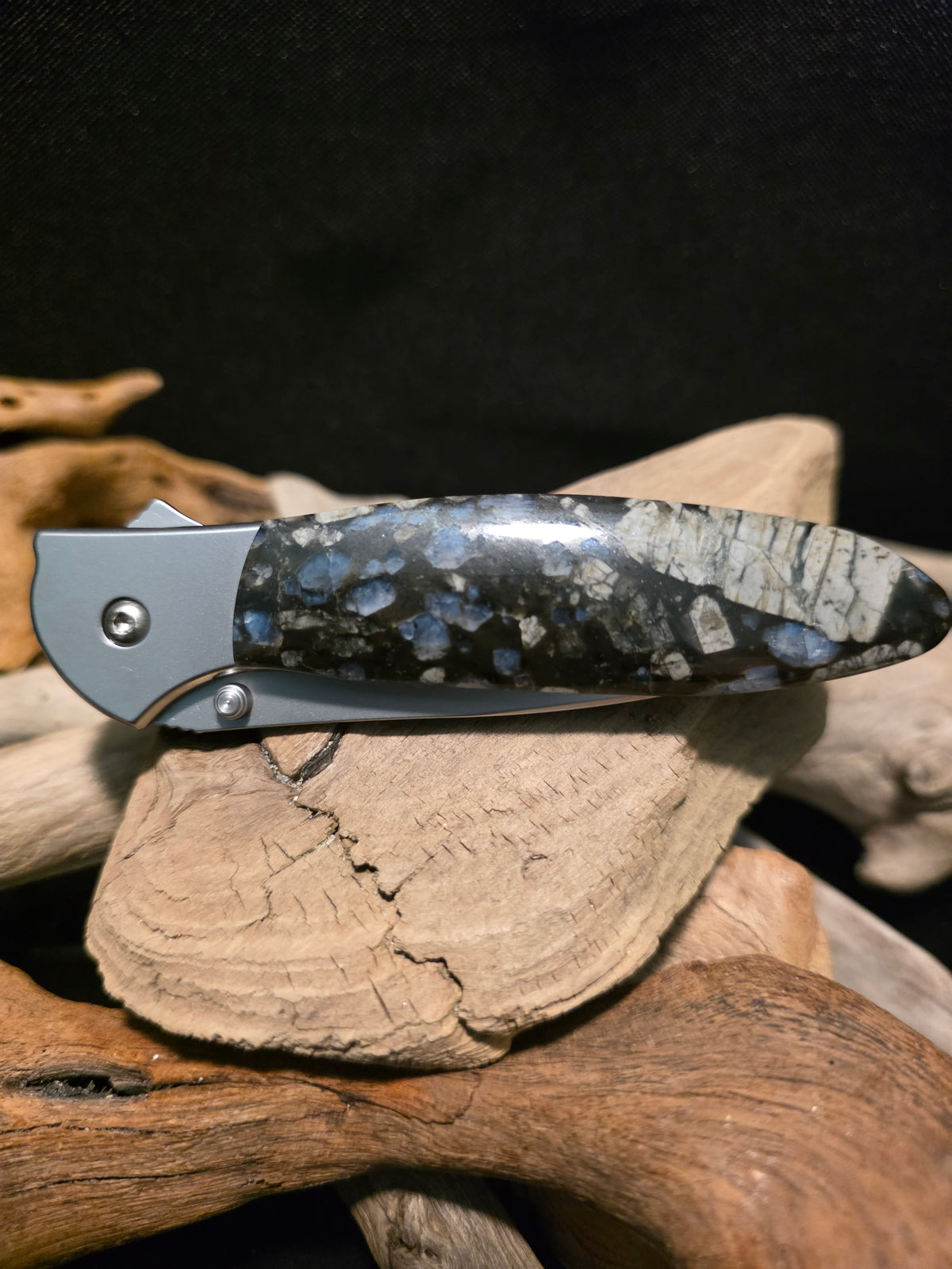 Blue Opal Rhyolite Kershaw Leek Folding Pocket Knife (Model 1660) #248