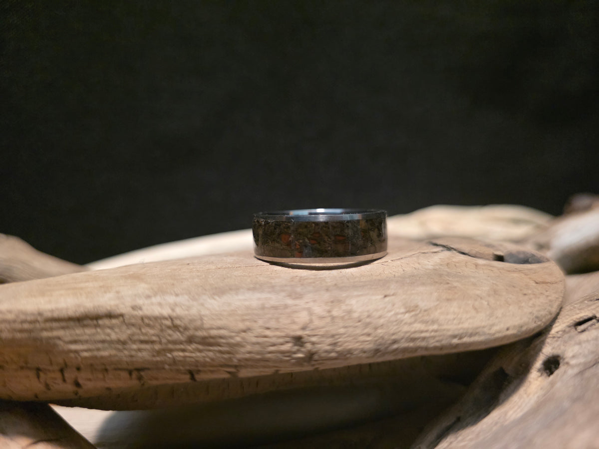 Utah Dinosaur Bone Titanium Channel Inlay Ring (Size 11.5) #241