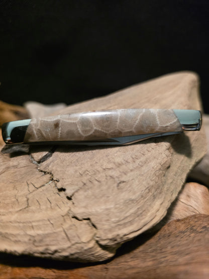 Petoskey Stone Buck Deuce Folding Pocket Knife (Model 0375BRS-B) #251