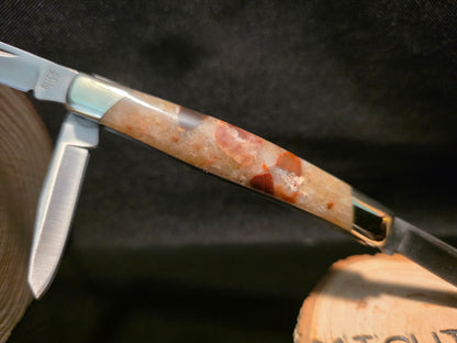 Pudding Stone Buck Trio Folding Pocket Knife (Model 0373BRS-B) #252
