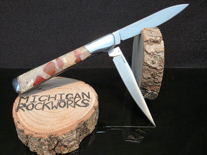 Pudding Stone Kershaw Allegory 2 Blade Folding Pocket Knife (Model 4385) #155