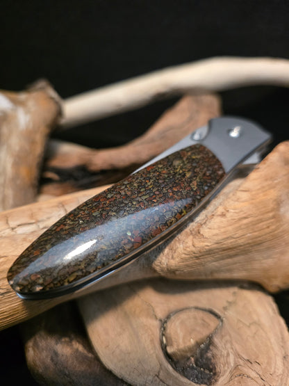 Dinosaur Gem Bone Kershaw Leek Folding Pocket Knife(Model 1660) #233