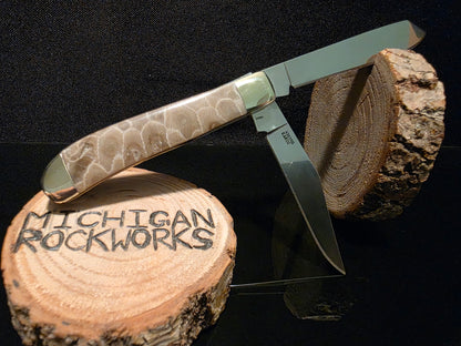 Petoskey Stone Kershaw Gadsden 2 Blade Folding Pocket Knife (Model 4381 - RB) #179