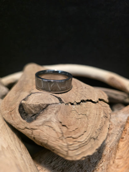 Heirloom Petoskey Stone Inlay Titanium Channel Wedding Ring #234