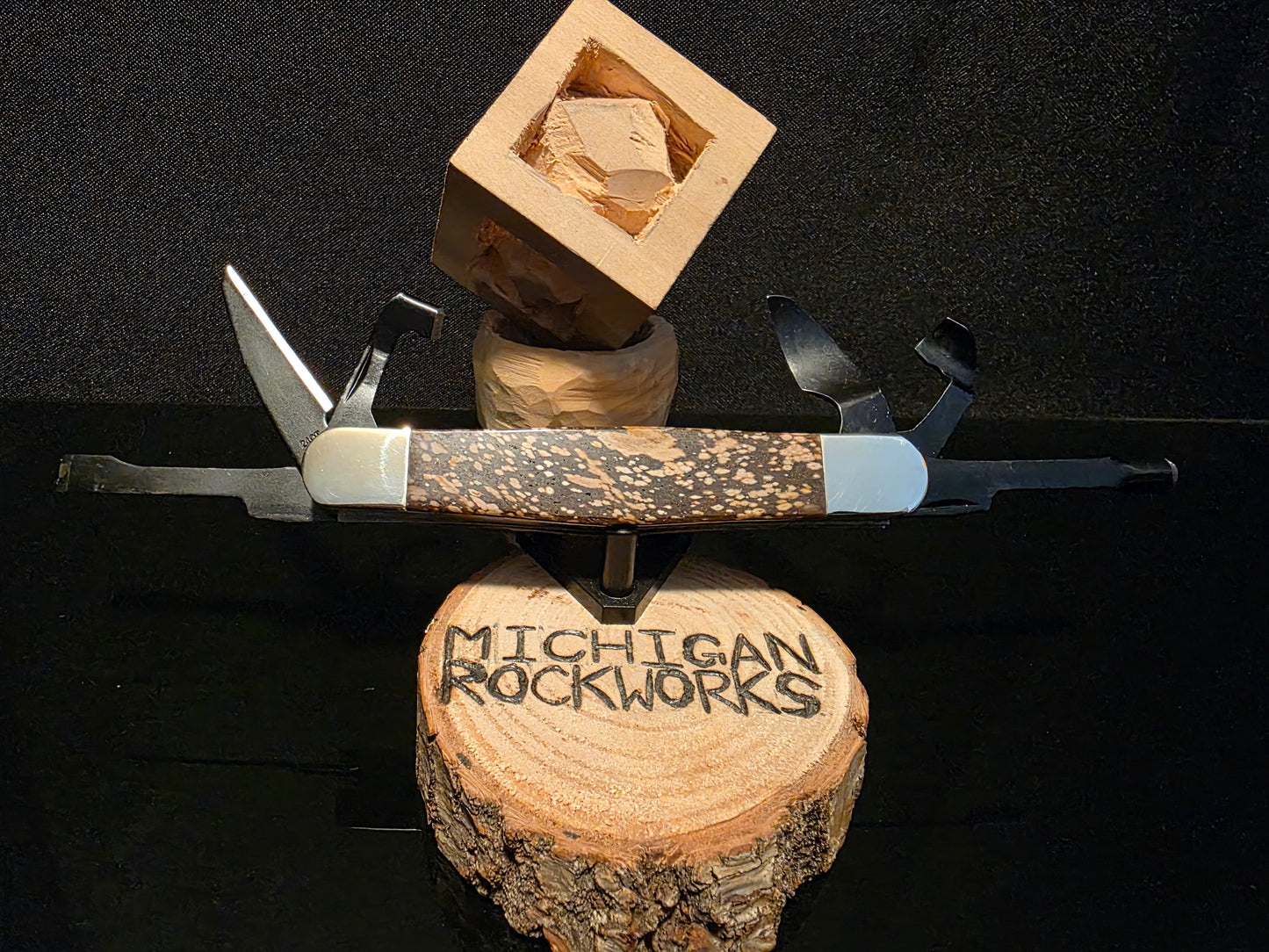 Petrified Wood Old Timer Whittling Pocket Knife - 6 Blades (Model 240T) #157