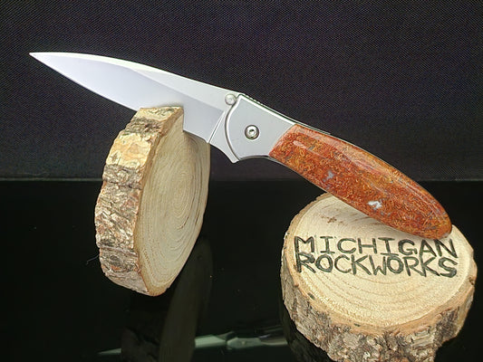 Red Moss Agate Kershaw Leek 1660 #18