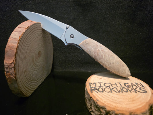 Petoskey Stone Kershaw Leek Folding Pocket Knife(Model 1660) #231