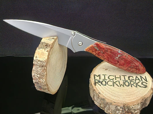 Red Moss Agate Kershaw Leek 1660 #17