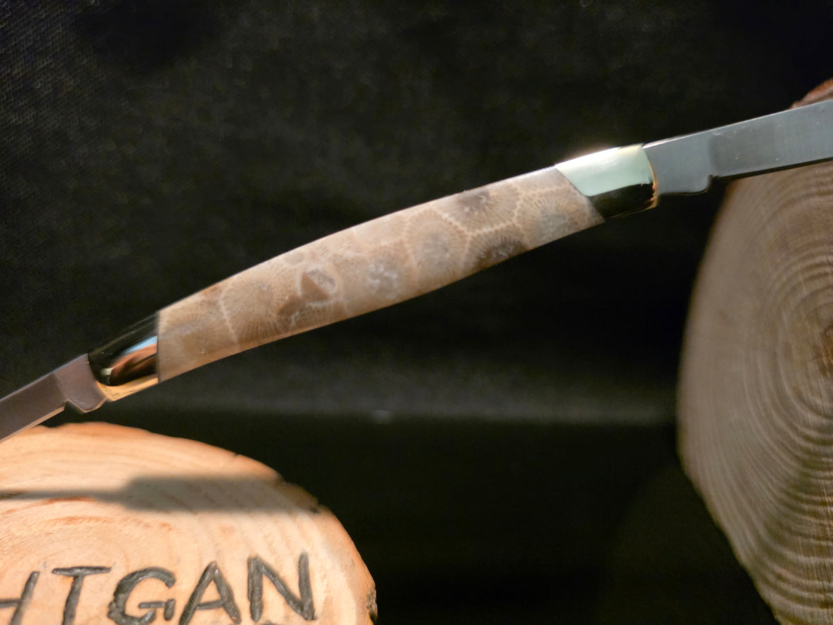 Petoskey Stone Buck Deuce Folding Pocket Knife (Model 0375BRS-B) #251