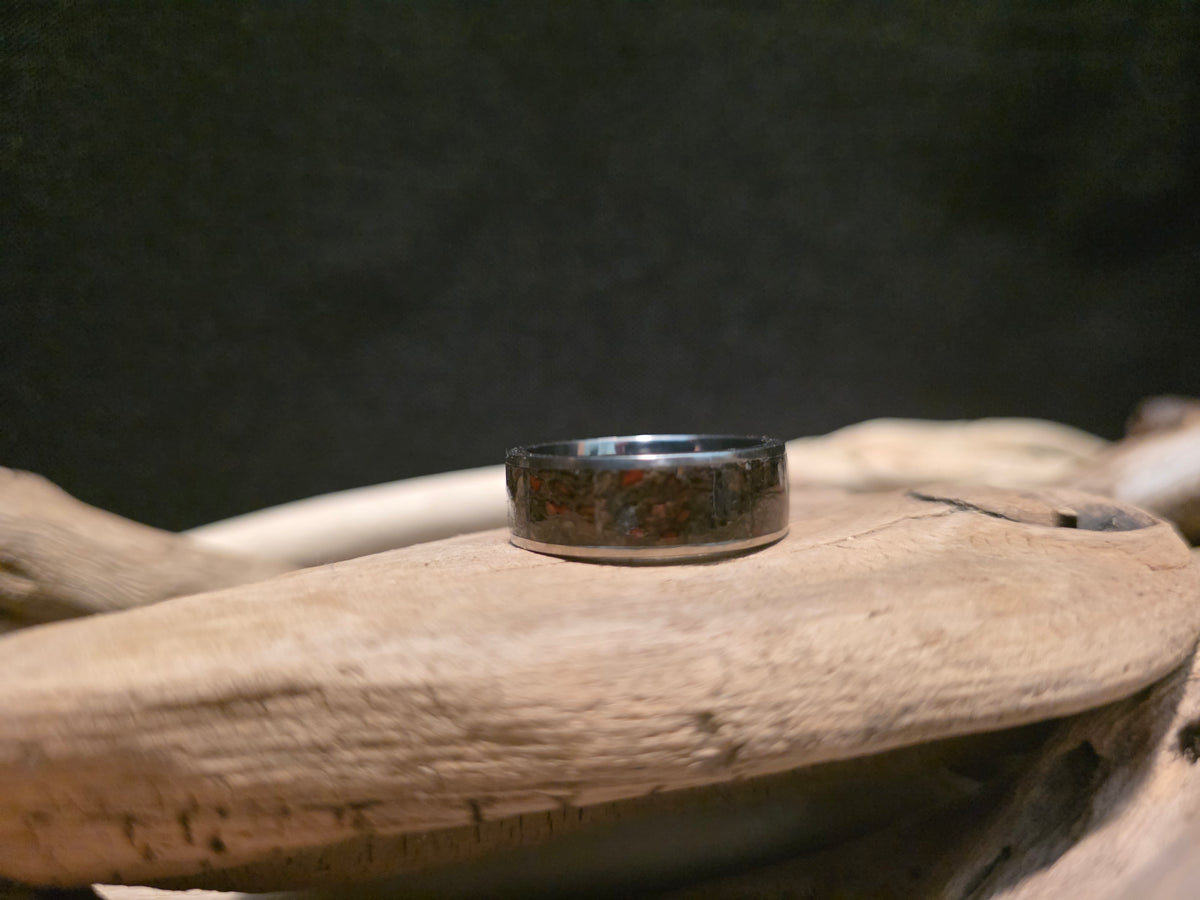 Utah Dinosaur Bone Titanium Channel Inlay Ring (Size 11.5) #241