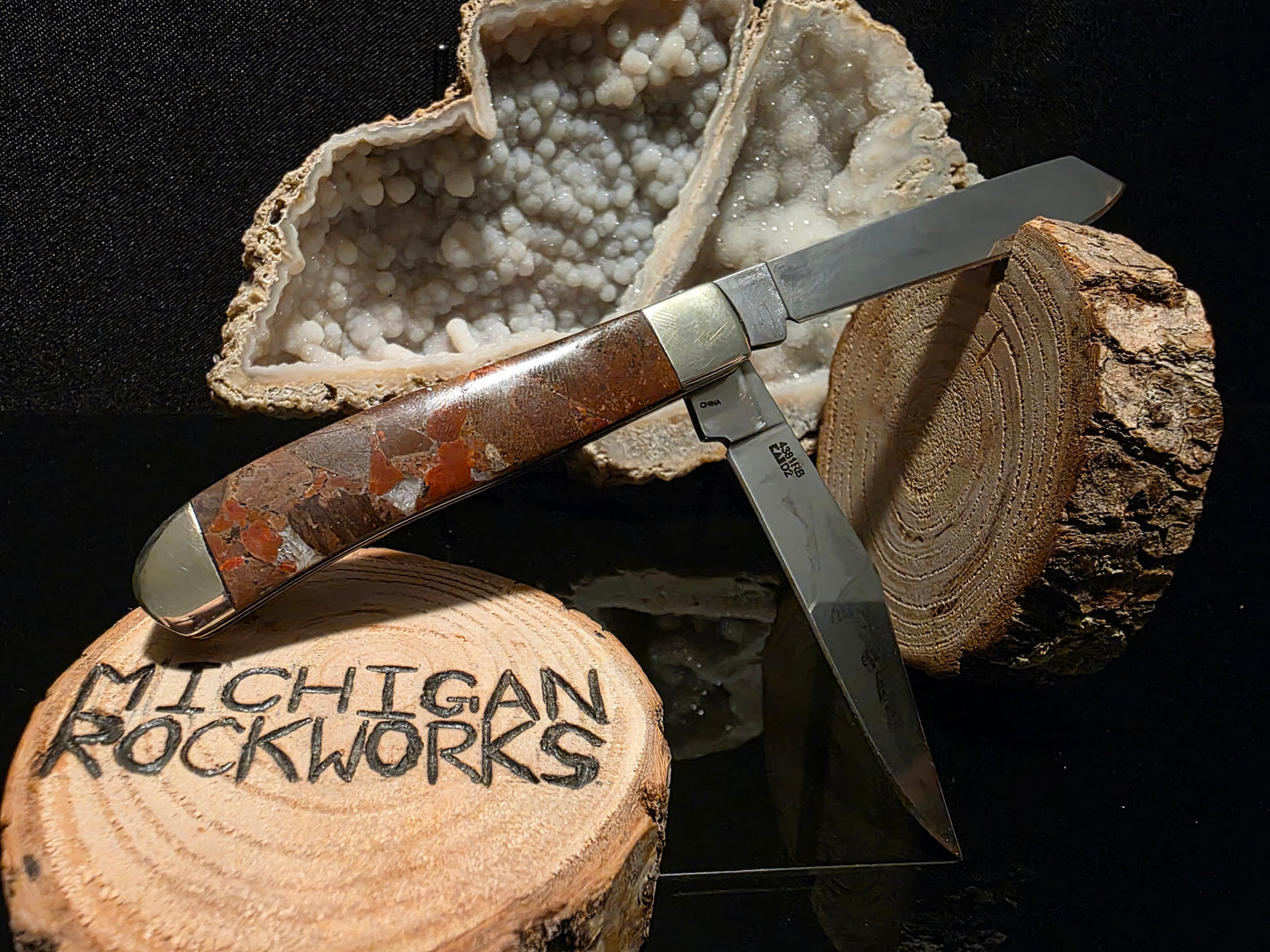 Copper Speckled Conglomerate Kershaw Gadsden 2 Blade Folding Pocket Knife (Model 4381-RB) #162